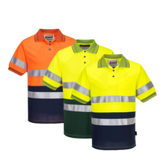 Portwest Mens Prime Mover Short Sleeve Micro Mesh Polo Taped Hi-Vis Work MP510- Bannav S Bannav LLC 