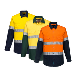 Portwest Mens Prime Mover Taped Hi-Vis Lightweight Long Sleeve Shirt Work MA801- Bannav S Bannav LLC 