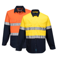 Portwest Mens Prime Mover Work Hi-Vis Two Tone Long Sleeve Shirt Taped MA101- Bannav S Bannav LLC 