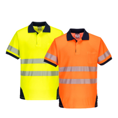 Portwest Mens PW3 Hi-Vis Polo Short Sleeve Cool Dry Comfy Taped Work Shirt T182- Bannav S Bannav LLC 