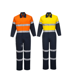 Portwest Mens Regular Weight Coverall Taped Reflective Overalls Cotton MA931- Bannav S Bannav LLC 