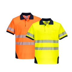 Portwest PW3 Hi-Vis Polo Shirt S/S Breathable 2 Tone Reflective Work Safety T182- Bannav S Bannav LLC 