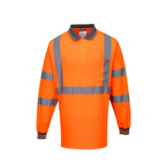 Portwest X Back L/S Polo Breathable Orange Reflective Tape Safety Work MP713- Bannav S Bannav LLC 