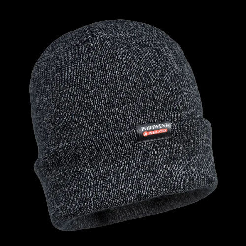 Portwest Reflective Knit Cap Insulatex Lined Black Acrylic Warmth Beanie B026- Bannav S Bannav LLC 