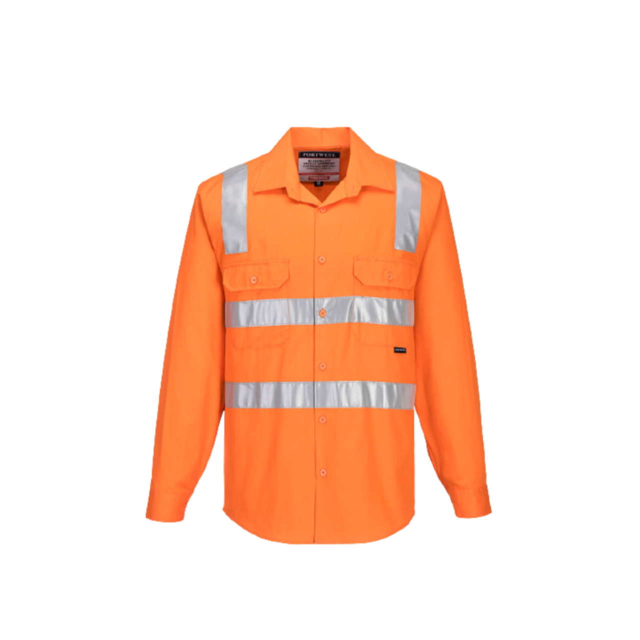Portwest Hi-Vis Regular Weight Long Sleeve Shirt with Tape over Shoulder MS191- Bannav S Bannav LLC 