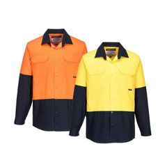 Portwest Hi-Vis Two Tone Lightweight Long Sleeve Shirt Reflective Safety MS801- Bannav S Bannav LLC 