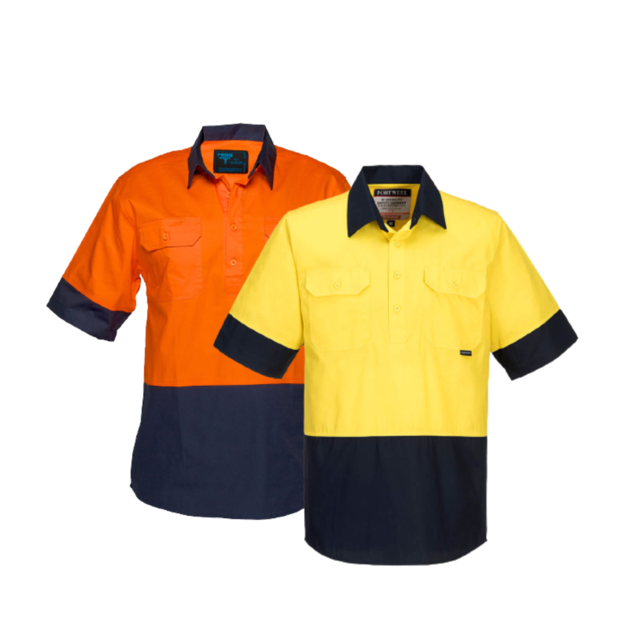 Portwest Hi-Vis Two Tone Lightweight Short Sleeve Closed Front Shirt Wear MC802- Bannav S Bannav LLC 