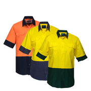 Portwest Hi-Vis Two Tone Lightweight Short Sleeve Shirt Reflective Safety MS802- Bannav S Bannav LLC 