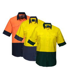 Portwest Hi-Vis Two Tone Lightweight Short Sleeve Shirt Reflecftive Safety MS802- Bannav S Bannav LLC 