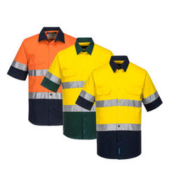 Portwest Hi-Vis Two Tone Lightweight Short Sleeve Shirt with Tape Safety MA802- Bannav S Bannav LLC 