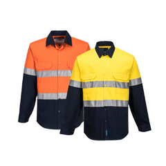 Portwest Hi-Vis Two Tone Regular Weight Long Sleeve Shirt Tape Safety MA101- Bannav S Bannav LLC 