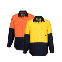 Portwest Hi-Vis Two Tone Regular Weight Long Sleeve Shirt Work Safety MS901- Bannav S Bannav LLC 