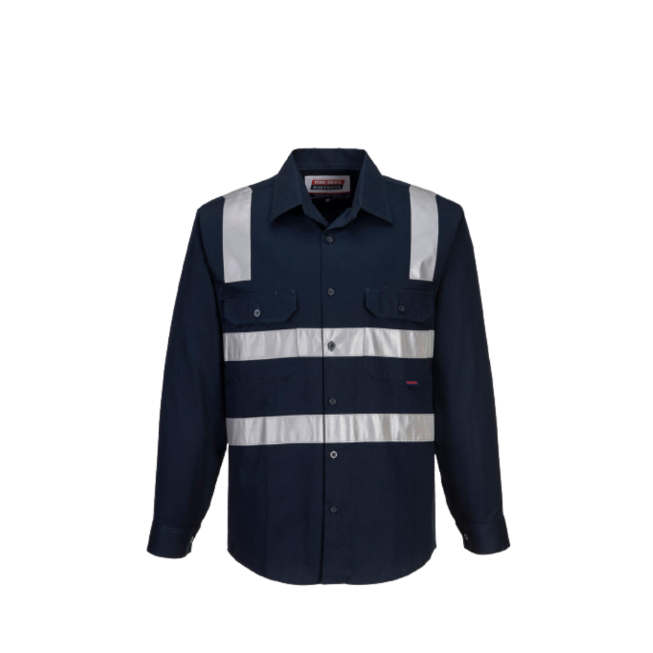 Portwest Brisbane Shirt, Long Sleeve, Regular Weight Reflective Safety MS908- Bannav S Bannav LLC 