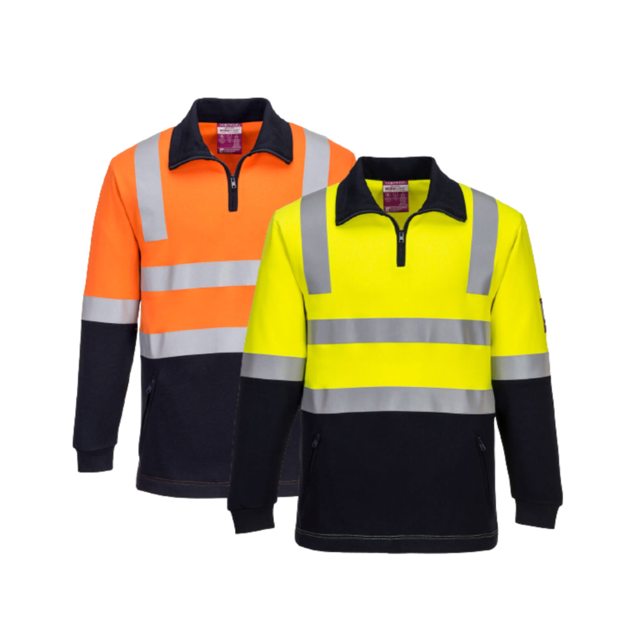 Portwest Flame Resistant Hi-Vis Brushed Fleece 1/2 Zip Jumper Comfortable MF202- Bannav S Bannav LLC 