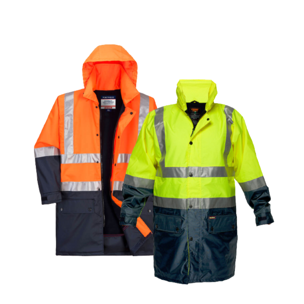 Portwest Fleece Lined Rain Jacket with Tape 2 Tone Reflective Work Safety MJ208- Bannav S Bannav LLC 