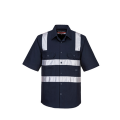 Portwest Brisbane Shirt, Short Sleeve, Regular Weight Reflective Work MS909- Bannav S Bannav LLC 