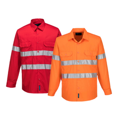 Portwest Hi-Vis Lightweight Long Sleeve Shirt with Tape Reflective Safety MA301- Bannav S Bannav LLC 