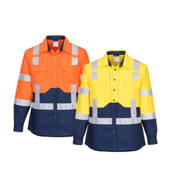 Portwest Ladies Hi-Vis Stretch Long Sleeve Shirt 2 Tone Reflective Safety LS502- Bannav S Bannav LLC 