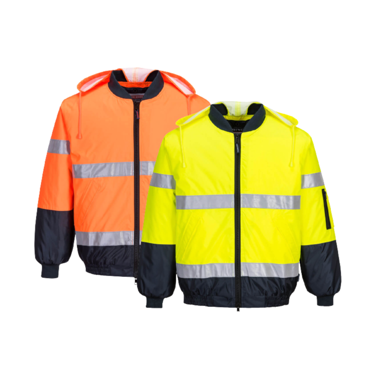Portwest Hi-Vis Bomber Jacket with Tape 2 Tone Reflective Work Safety MJ504- Bannav S Bannav LLC 