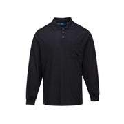 Portwest Long Sleeve Solid Colour Micro Mesh Polo Black Casual Shirt MP103- Bannav S Bannav LLC 
