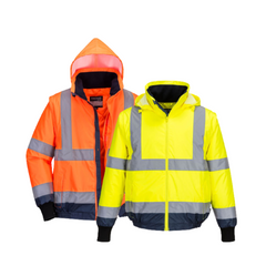 Portwest Hi-Vis Essential 2-in-1 Bomber Jacket with tape Reflective Safety MJ464- Bannav S Bannav LLC 