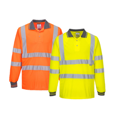 Portwest Hi-Vis Long Sleeved Polo 2 Tone Reflective Taped Work Safety S277- Bannav S Bannav LLC 