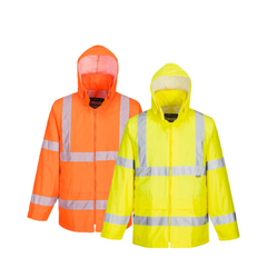 Portwest Mens Hi-Vis Rain Jacket Reflective Taped Hood Work Safety Comfy H440- Bannav S Bannav LLC 