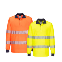 Portwest Mens Long Sleeve PW3 Hi-Vis Polo Shirt  Reflective Safety Workwear T186- Bannav S Bannav LLC 