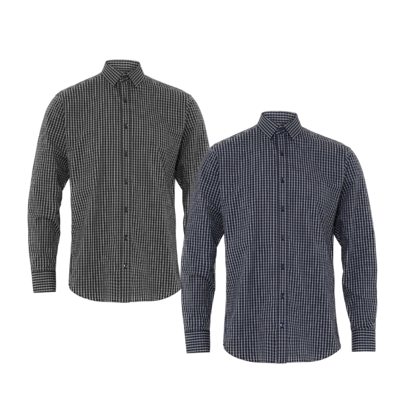 NNT Mens Business Long Sleeve Check Shirt Avignon Formal Shirts Comfort CATJDE- Bannav S Bannav LLC 