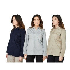 Womans Elwood Workwear Work Utility Stretch Twill Shirt Roll Up Sleeves EWD701- Bannav S Bannav LLC 