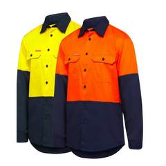 Hard Yakka Core Hi-Vis Vented Cotton Twill Work Long Sleeve Shirt Y07950- Bannav S Bannav LLC 