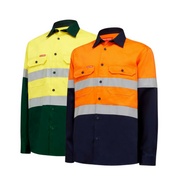 Hard Yakka Core Hi-Vis Safety Cotton Drill Pocket Taped Work Shirt Y04610- Bannav S Bannav LLC 