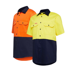 Hard Yakka Mens Core Light Weight Summer Work Drill Hi-Vis Shirt Safety Y04620- Bannav S Bannav LLC 