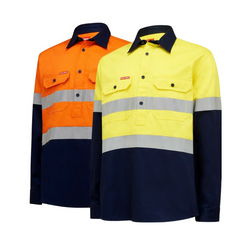 Hard Yakka Mens Core Hi-Vis Job Site Safety Tough Cotton Work Shirt Taped Y04615- Bannav S Bannav LLC 