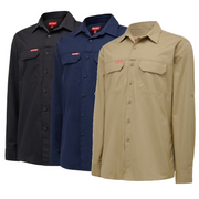 Hard Yakka Mens Flex Ripstop Shirt Long Sleeve Sunglass Loop Work Wear Y04305- Bannav S Bannav LLC 