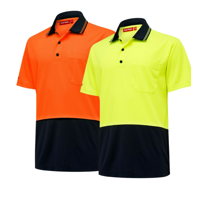 Hard Yakka Core Hi-Vis Micro Safety Cool Polo Work Shirt Tradie S/S Y19605- Bannav S Bannav LLC 