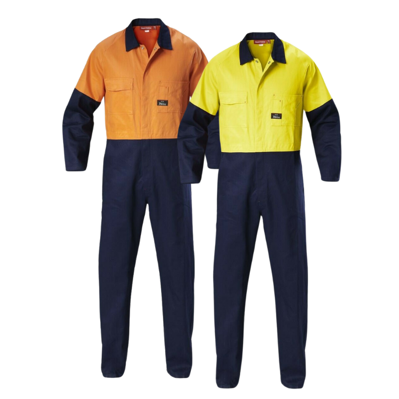 Hard Yakka Hi-Vis 2 Tone Work Phone Cotton Drill Coverall Overalls Y00270- Bannav S Bannav LLC 
