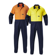 Hard Yakka Hi-Vis 2 Tone Work Phone Cotton Drill Coverall Overalls Y00270- Bannav S Bannav LLC 