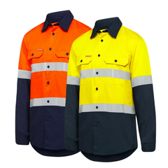 Hard Yakka Safety Hi-Vis Vented Cotton Taped Work Long Sleeve Shirt Y07940- Bannav S Bannav LLC 