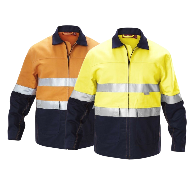 Hard Yakka Hi-Vis Tradie Cotton Work Jacket Tough Taped Comfy Warm Y06545- Bannav S Bannav LLC 