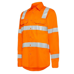 Mens Hard Yakka Rain Lightweight Drill Shirt Tape Hi-Vis Biomotion Safety Y04265- Bannav S Bannav LLC 