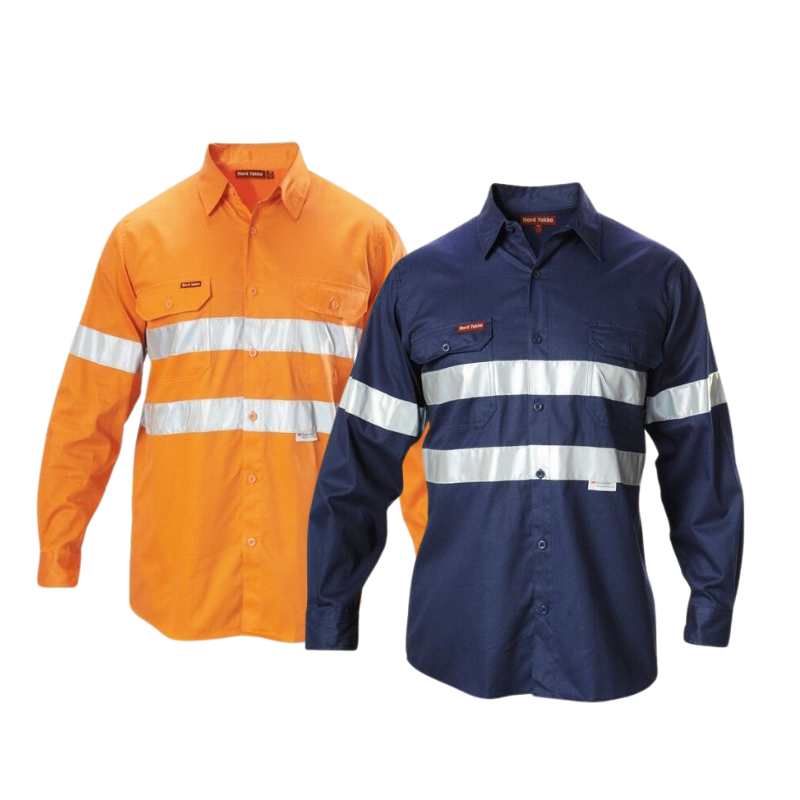 Hard Yakka Foundations Long Sleeve Taped Cotton Drill Work Shirt Y07227- Bannav S Bannav LLC 