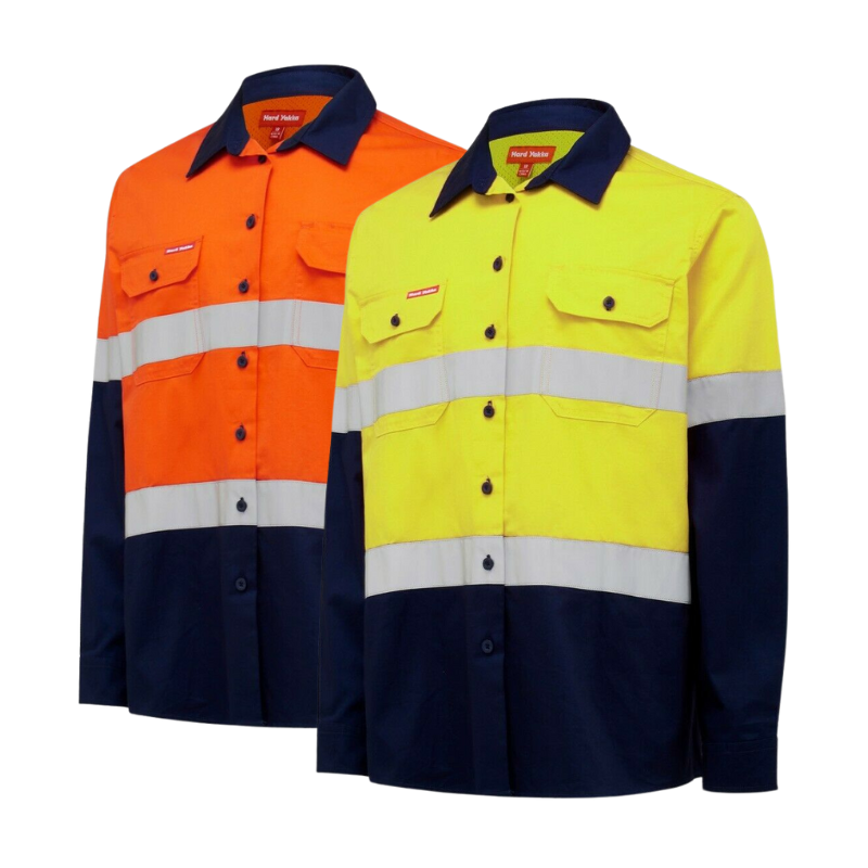 Womens Hard Yakka Hi-Vis Shirt Light Weight Vent Taped Modern Fit Y08805- Bannav S Bannav LLC 