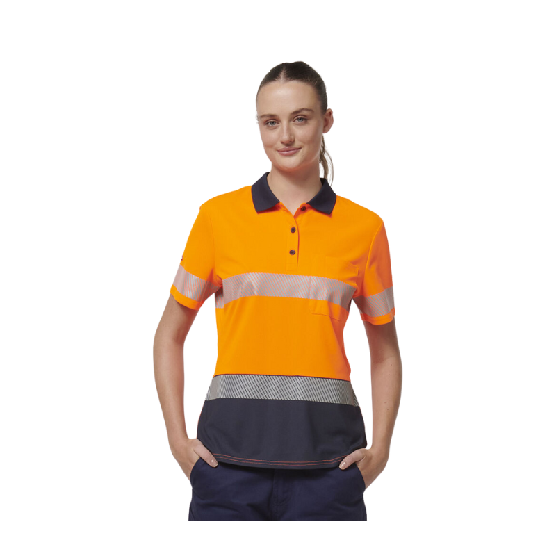 Hard Yakka Womens Safety Work Short Sleeve HI VIS Taped Polo Y08602- Bannav S Bannav LLC 