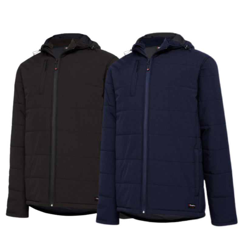 KingGee Mens Puffer Jacket Storm Guard Waterproof Ripstop Hood Work K05010- Bannav S Bannav LLC 