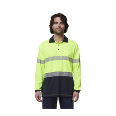 Hard Yakka Mens Safety Work Long Sleeve HI VIS Taped Polo Y19619- Bannav S Bannav LLC 