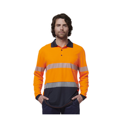 Hard Yakka Mens Safety Work Long Sleeve HI VIS Taped Polo Y19619- Bannav S Bannav LLC 