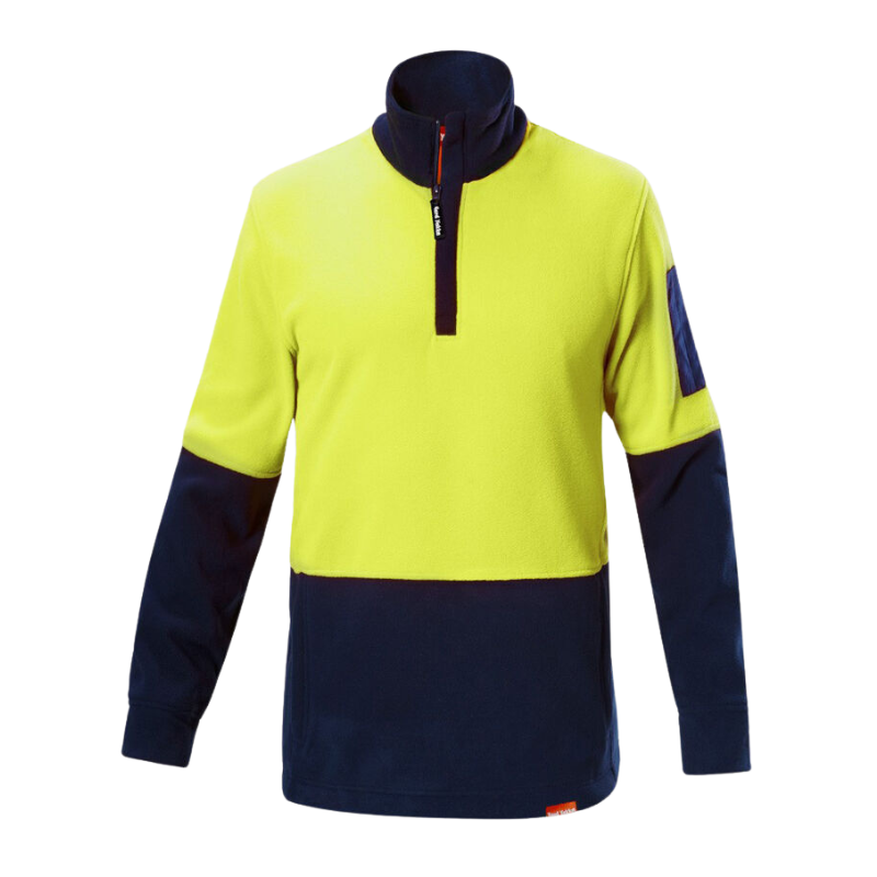 Hard Yakka 2 Pack Mens Hi-Vis 2 Tone 1/4 Zip Brushed Comfy Fleece Jumper Y19330- Bannav S Bannav LLC 