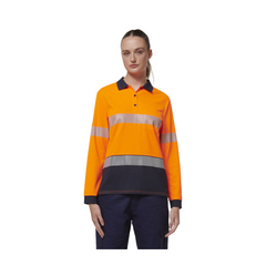 Hard Yakka Safety Work Womens Long Sleeve HI VIS Taped Polo Y08604- Bannav S Bannav LLC 