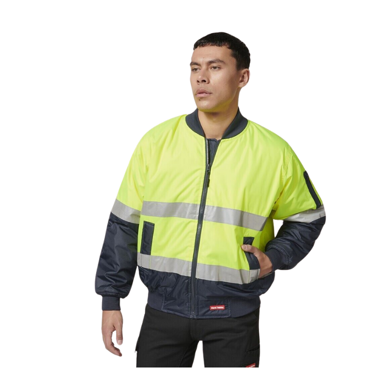 Hard Yakka Mens 2 Pack Core Hi Vis 2 Tone Taped Waterproof Bomber Jacket Y06675- Bannav S Bannav LLC 